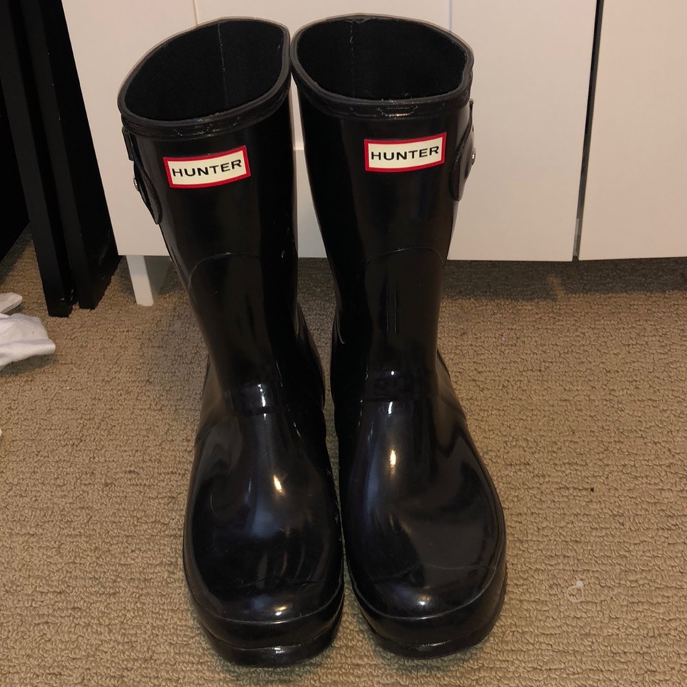 Hunter black rain boots